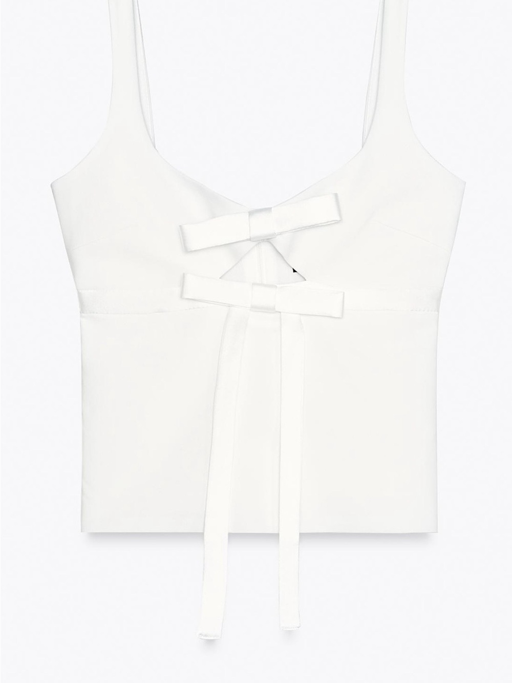 Zara White Bow-Front Crop Top